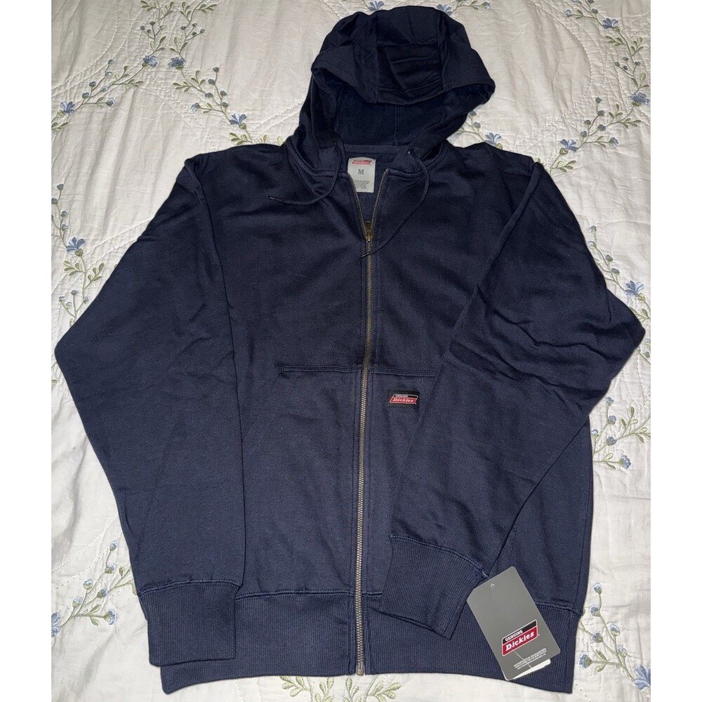 Dickies Mens M Navy Blue Full Zip Fleece Hoodie Sweatshirt Workwear NWT NW310